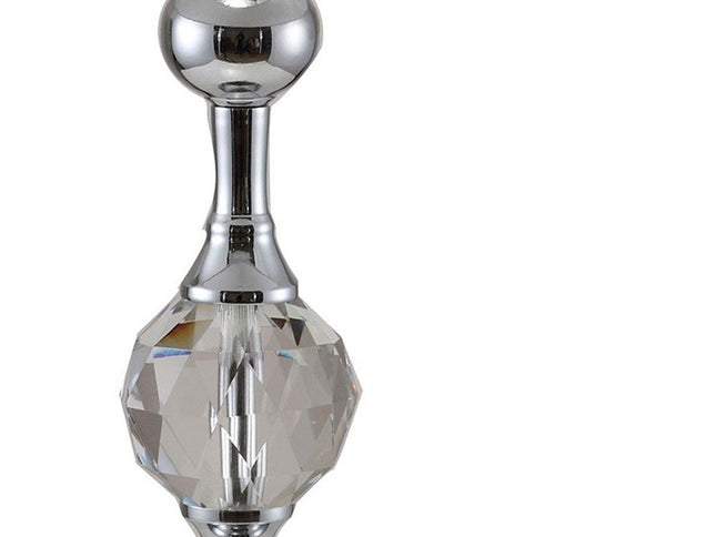 30" Silver Metal Bedside Table Lamp With White Classic Drum Shade