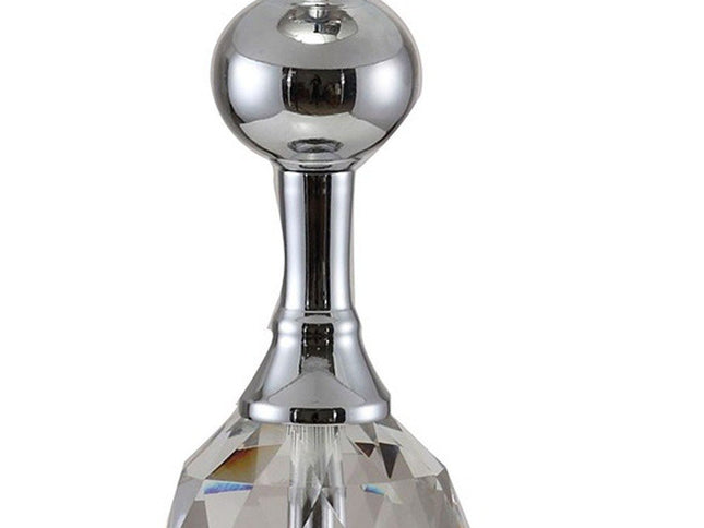 30" Silver Metal Bedside Table Lamp With White Classic Drum Shade