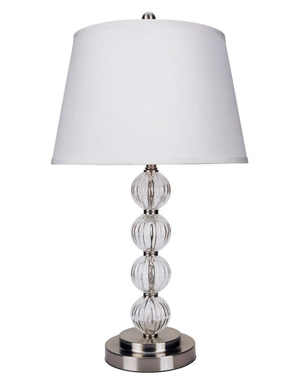 29" Silver Metal Table Lamp With White Classic Empire Shade