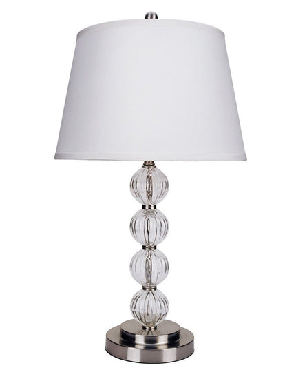 29" Silver Metal Table Lamp With White Classic Empire Shade