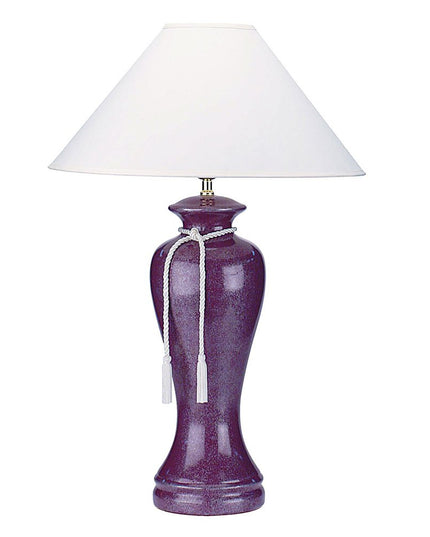 35" Red Burgundy Glaze Ceramic Urn Table Lamp With White Classic Empire Shade