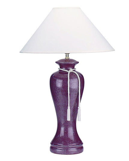 35" Red Burgundy Glaze Ceramic Urn Table Lamp With White Classic Empire Shade