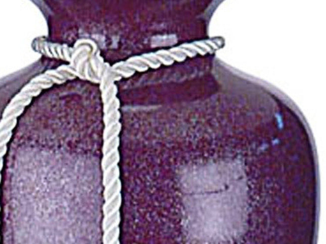 35" Red Burgundy Glaze Ceramic Urn Table Lamp With White Classic Empire Shade