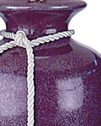 35" Red Burgundy Glaze Ceramic Urn Table Lamp With White Classic Empire Shade
