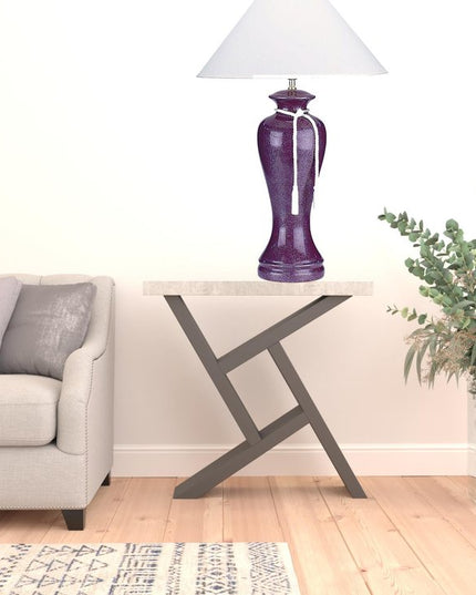 35" Red Burgundy Glaze Ceramic Urn Table Lamp With White Classic Empire Shade