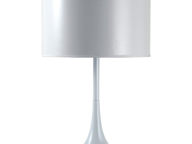 25" White Metal Table Lamp With White Classic Drum Shade