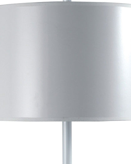 25" White Metal Table Lamp With White Classic Drum Shade