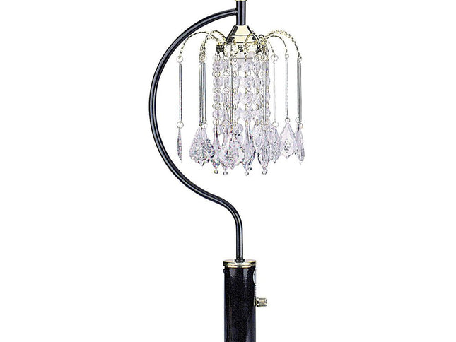 27" Black and Gold Metal Faux Crystal Chandelier Table Lamp