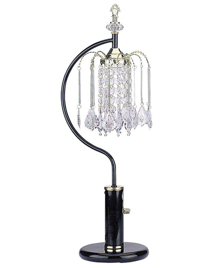 27" Black and Gold Metal Faux Crystal Chandelier Table Lamp