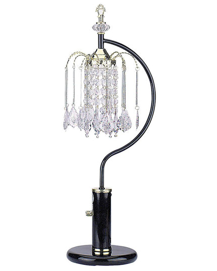 27" Black and Gold Metal Faux Crystal Chandelier Table Lamp