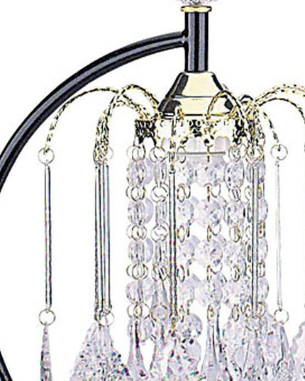 27" Black and Gold Metal Faux Crystal Chandelier Table Lamp