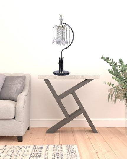 27" Black and Gold Metal Faux Crystal Chandelier Table Lamp