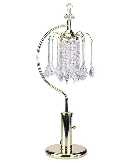 27" Gold Metal Chandelier Faux Crystal Table Lamp