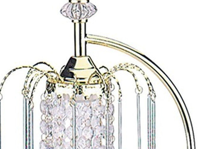 27" Gold Metal Chandelier Faux Crystal Table Lamp