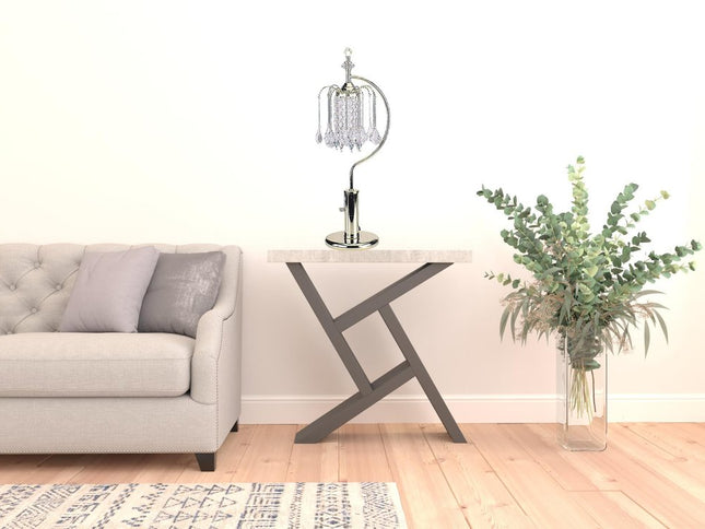 27" Gold Metal Chandelier Faux Crystal Table Lamp