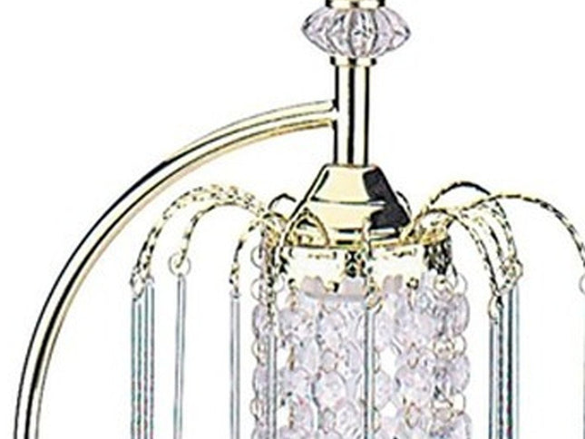 27" Gold Metal Chandelier Faux Crystal Table Lamp