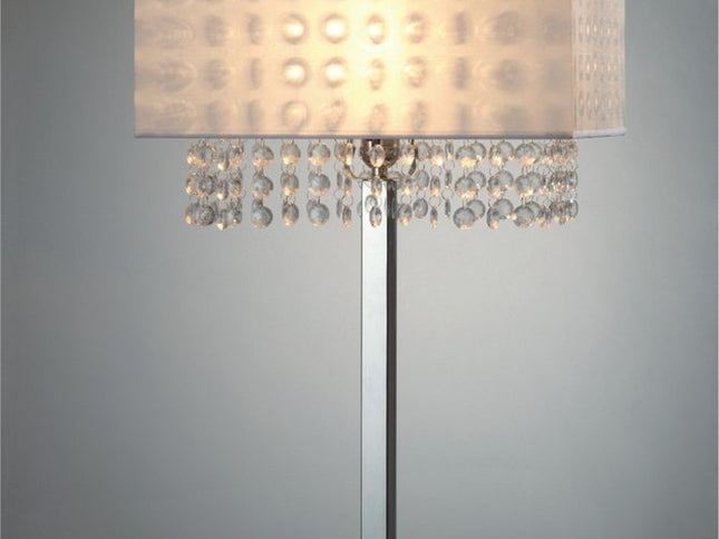 28" Silver Table Lamp With Faux Crystals and White Rectangle Shade