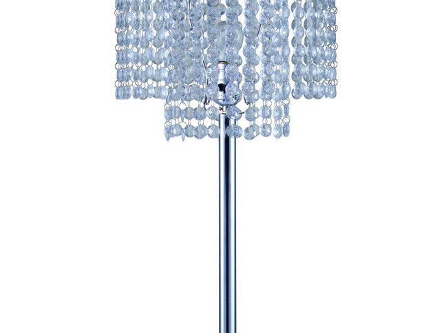 26" Silver Glam Two Tier Chandelier USB Table Lamp