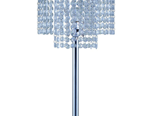 26" Silver Glam Two Tier Chandelier USB Table Lamp
