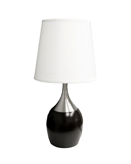 25" Black and Silver Gourd Table Lamp With White Tapered Drum Shade
