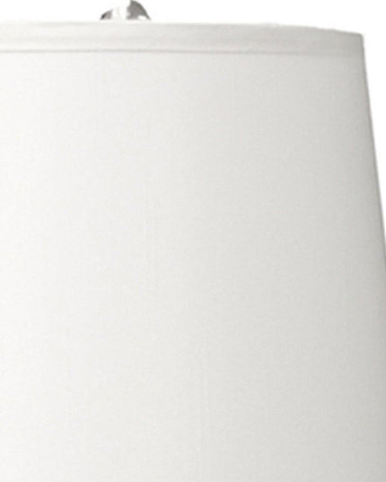 25" Silver Metal Gourd Table Lamp With White Tapered Drum Shade