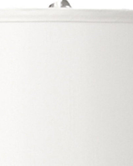 25" Silver Metal Gourd Table Lamp With White Tapered Drum Shade