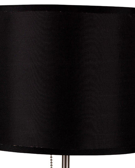 16" Silver Metal Candlestick Table Lamp With Black Classic Drum Shade