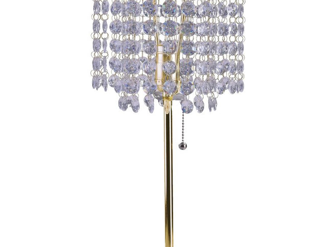 20" Gold Metal Bedside Table Lamp With Clear Drum Shade