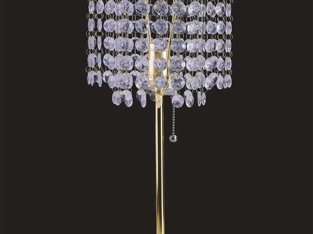 20" Gold Metal Bedside Table Lamp With Clear Drum Shade