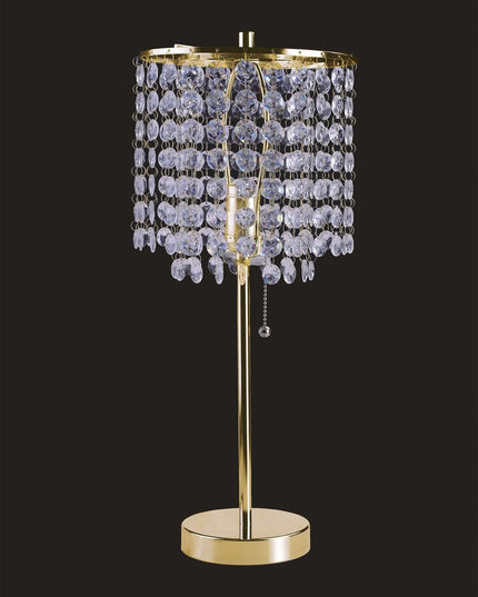 20" Gold Metal Bedside Table Lamp With Clear Drum Shade