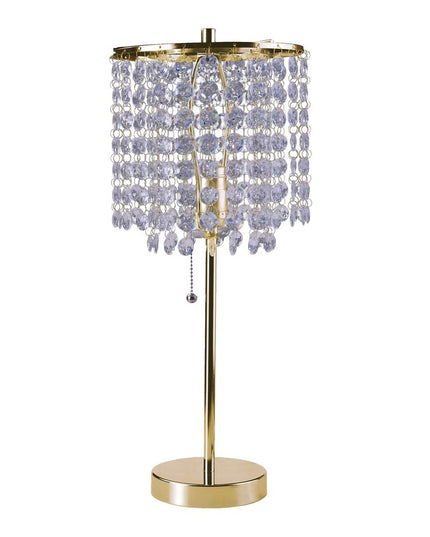 20" Gold Metal Bedside Table Lamp With Clear Drum Shade