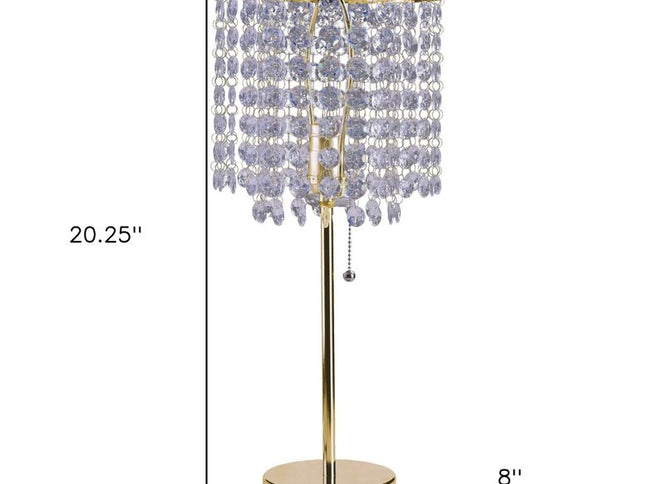 20" Gold Metal Bedside Table Lamp With Clear Drum Shade