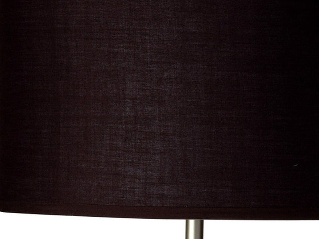 30" Black Polyresin Table Lamp With Brown Classic Drum Shade