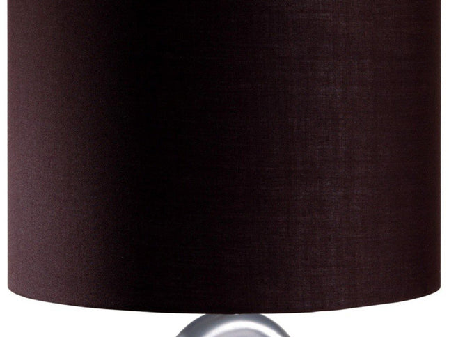 29" Silver Ceramic Geometric Table Lamp With Brown Classic Drum Shade