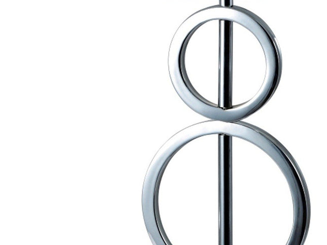 29" Silver Metal Bedside Geo Table Lamp With White and Black Trim Classic Drum Shade