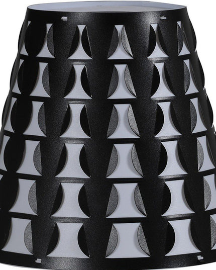 16" Black Bedside Table Lamp With Black And White Polka Dots Empire Shade