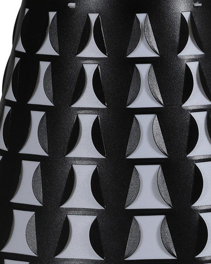 16" Black Bedside Table Lamp With Black And White Polka Dots Empire Shade