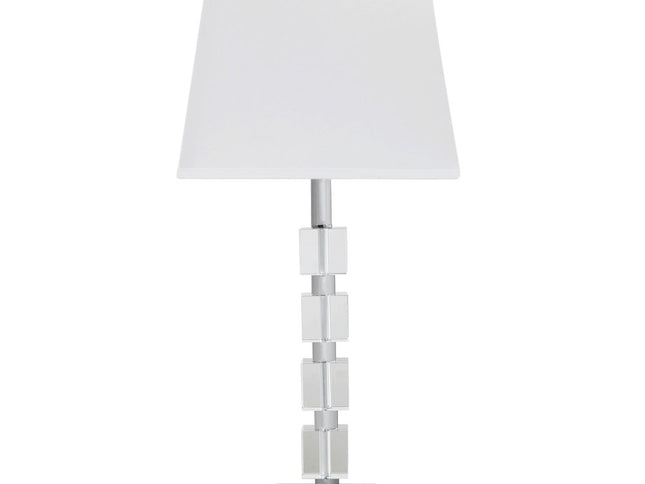 25" Crystal Geo Cubed Table Lamp With White Sharp Corner Square Tapered Shade