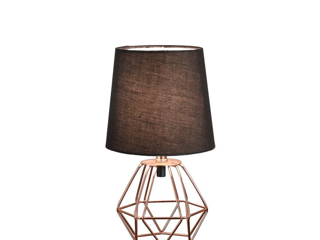 11" Copper Bedside Table Lamp With Black Empire Shade