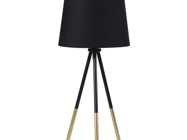 20" Gold Tripod Table Lamp With Black Empire Shade
