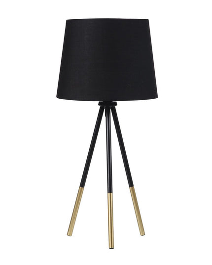 20" Gold Tripod Table Lamp With Black Empire Shade