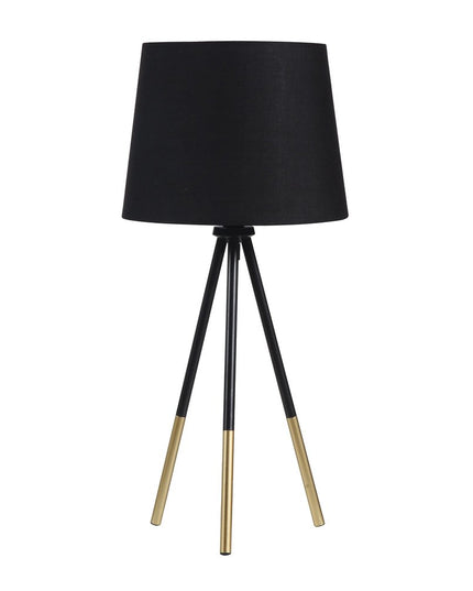 20" Gold Tripod Table Lamp With Black Empire Shade
