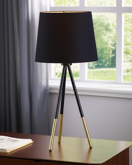 20" Gold Tripod Table Lamp With Black Empire Shade