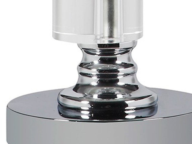 20" Silver Crystal Stacked Geo Cubes Table Lamp With White Classic Empire Shade