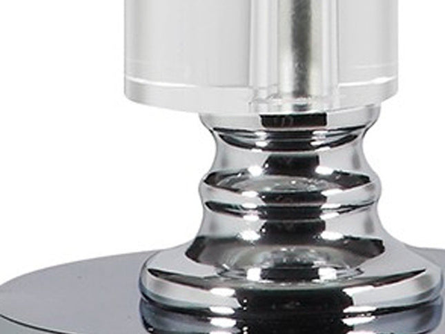 20" Silver Crystal Stacked Geo Cubes Table Lamp With White Classic Empire Shade