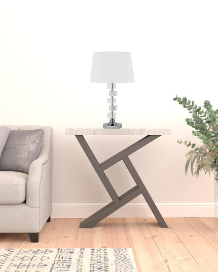 20" Silver Crystal Stacked Geo Cubes Table Lamp With White Classic Empire Shade