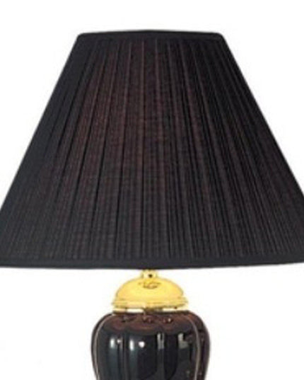 Set Of Three 64" Gold Ceramic Bedside Floor and Table Lamp Set With Black Empire Shade