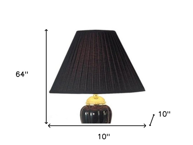 Set Of Three 64" Gold Ceramic Bedside Floor and Table Lamp Set With Black Empire Shade