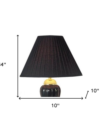 Set Of Three 64" Gold Ceramic Bedside Floor and Table Lamp Set With Black Empire Shade