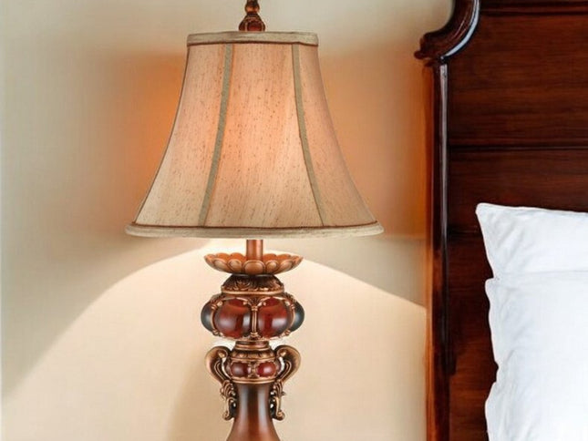Antique Inspired Table Lamp with Linen Lamp Shade